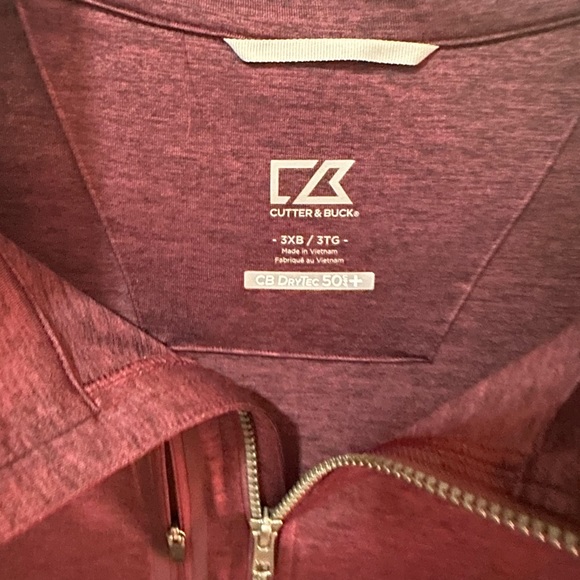 Really nice Cutter and Buck three-quarter zip sweatshirt burgundy 3XB - Picture 2 of 5